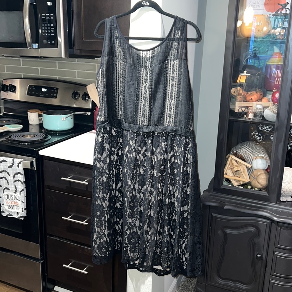 Lane Bryant Lace Black/Nude Dress